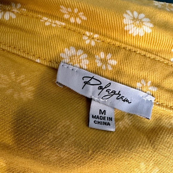Polagram medium cotton yellow and white flower button up barn jacket - Picture 13 of 15